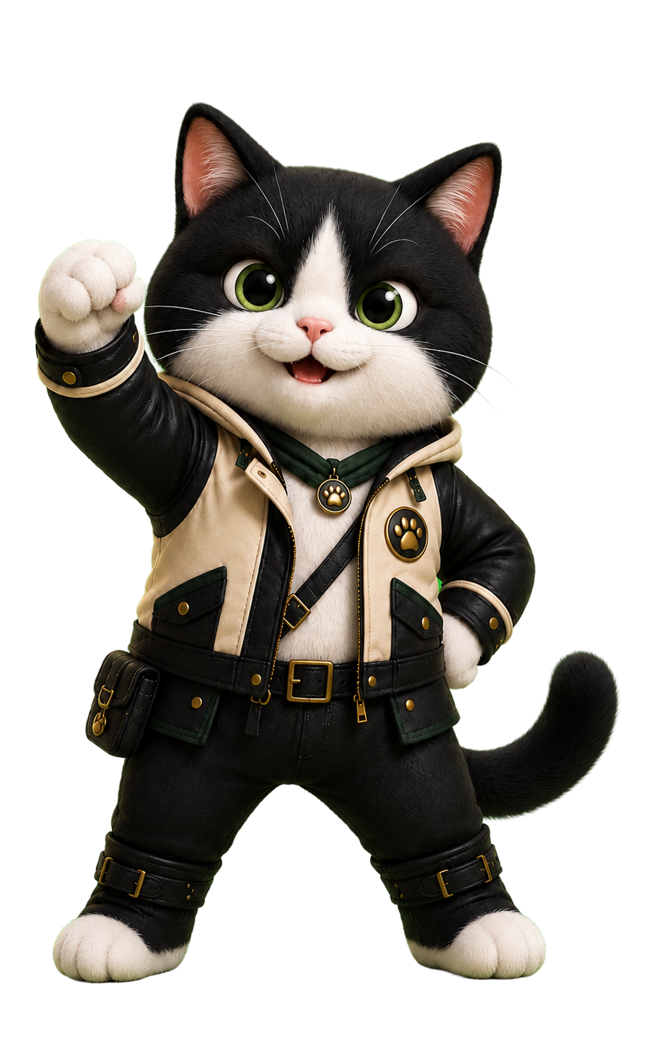 Milo the black and white CoinCat fighter